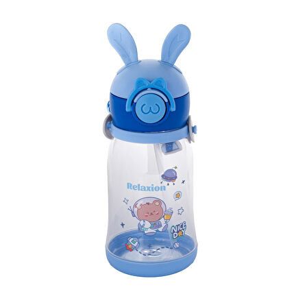 Relaxion, Kulaklı, Boyun Askılıklı, İthal Lüx Mavi Matara/Suluk 600 Ml (444)