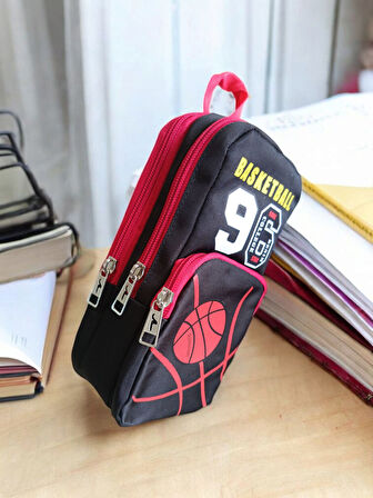 Relaxion Üç Gözlü Greyhound Basketball Kırmızı Kalem Çantası/Kalemlik (160)