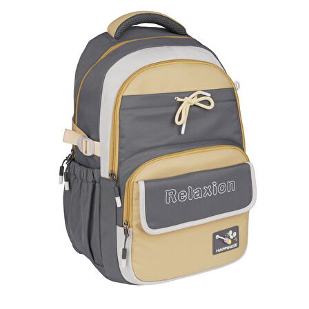 Relaxion Yeni Sezon Kalemlikli Gri-Sarı Premium Okul Sırt Çanta 1512