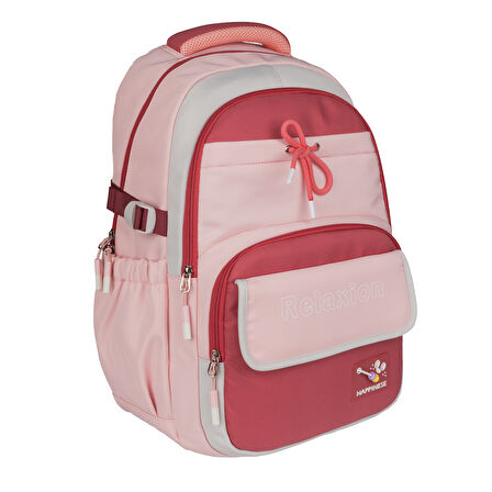 Relaxion Yeni Sezon Kalemlikli Pembe-Pudra Premium Okul Sırt Çanta 1512