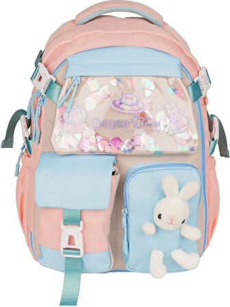 Relaxion 1460 Açık Pembe Mavi İthal Kore Tarzı Unisex Çocuk İlkokul Sırt Çantası