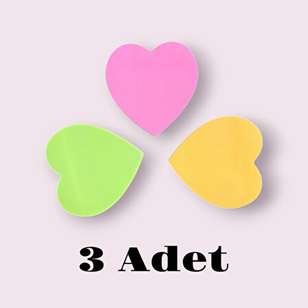 Homix 3 PAKET Kalp Şeklinde Yapışkanlı Notluk 76 x 76 cm Neon Renkler 100 Yp