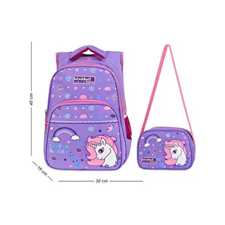 Waddell Lila Little Horse İlkokul Çantası Beslenme Çantalı 6004