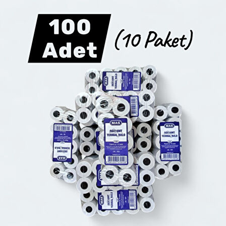 Mas 56x16 Termal Rulo Yazar Kasa Pos Kağıdı 16 Metre 100 Adet (10 Paket)