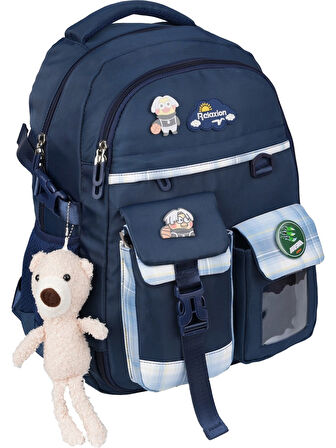 Relaxion 1450 Lacivert İthal Kore Tarzı Unisex İlkokul Çocuk  Sırt Çantası