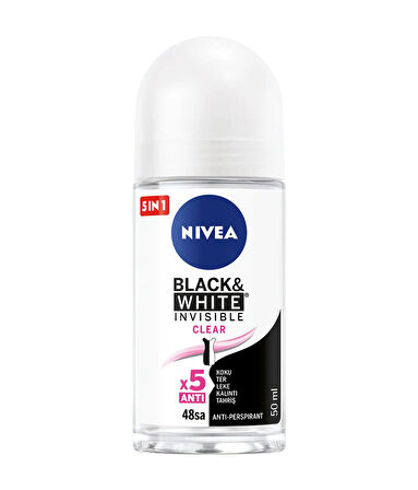 82240 NIVEA BLACK & WHITE CLEAR ROLL-ON  5 ADET