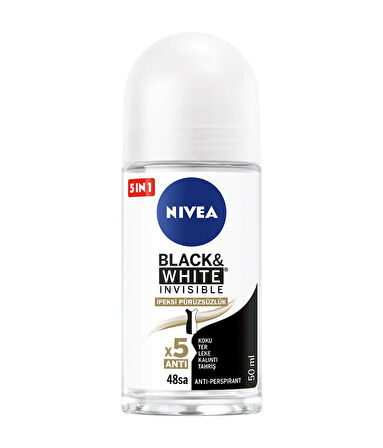 83784 NIVEA BLACK & WHITE İPEKSİ PÜRÜZSÜZLÜK ROLL-ON  5 ADET