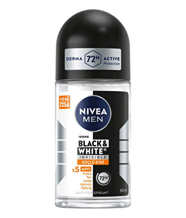85392 NIVEA MEN BLACK & WHITE INVISIBLE GÜÇLÜ ETKİ ROLL-ON  5 ADET