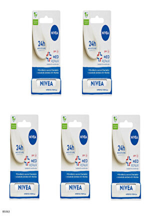 85063 NIVEA Med Repair SPF 15 Dudak Bakım Kremi  5 ADET