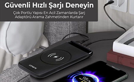Omars 20W 10000mAh Kablosuz Şarj Powerbank LED Göstergeli USB Type-C ve Magsafe Uyumlu