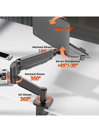 Hk Tech Hk-Tech 10-17'' Amortisörlü Tek Kol Gaming Monitör Ofis Laptop Notebook Tutucu Masa Stand Askı Aparatı