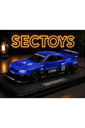 Nissan Skyline LBWK Diecast Model Araba MAVİ Super Silhouette Nissan Skyline GTR Diecast 1:24 Ölçek