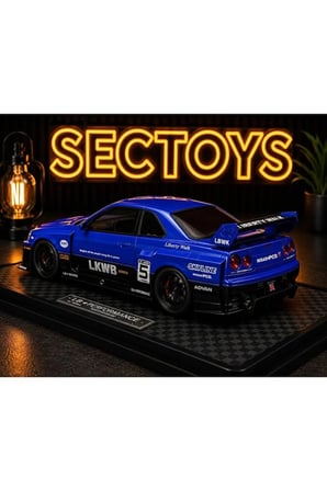 Nissan Skyline LBWK Diecast Model Araba MAVİ Super Silhouette Nissan Skyline GTR Diecast 1:24 Ölçek