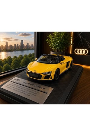Audi R8 Spyder Diecast Model Araba 1:26 Ölçek Kutulu Özel Standlı Audi R8 Spyder Spor Model Araba