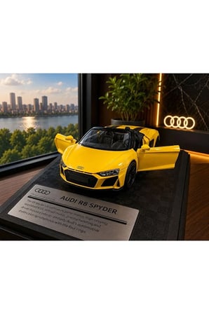 Audi R8 Spyder Diecast Model Araba 1:26 Ölçek Kutulu Özel Standlı Audi R8 Spyder Spor Model Araba