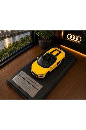 Audi R8 Spyder Diecast Model Araba 1:26 Ölçek Kutulu Özel Standlı Audi R8 Spyder Spor Model Araba