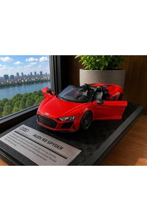 AUDİ R8 Spyder Diecast Model Araba 1:26 Ölçek Kutulu Özel Standlı Aud Spor Model Araba