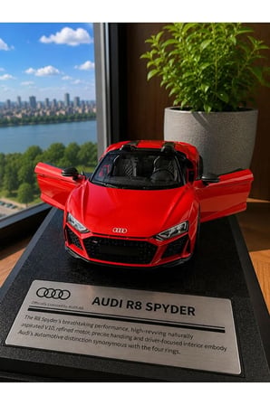 AUDİ R8 Spyder Diecast Model Araba 1:26 Ölçek Kutulu Özel Standlı Aud Spor Model Araba
