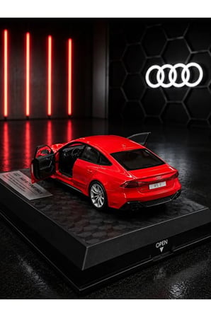1:26 Ölçek Audi RS 7 Sportback Diecast Model Araba Audi RS 7 Kırmızı Model Standlı