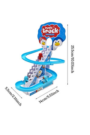 Oyuncak Dön Dolaş Penguen Oyun Set Kaydıraktan Kayan Penguen Sesli Müzikli 3 Penguenli Döndolaş Set