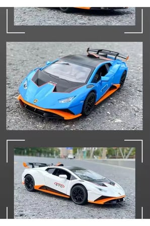 Lamborghini Huracan STO Diecast Model Araba Açılan Kapılar Mavi 1:24 Lamborghini STO Model Araba