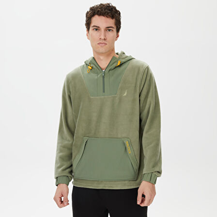 Nautica Erkek Yeşil Standart Fit Kapüşonlu Sweatshirt