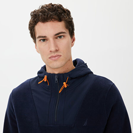 Nautica Erkek Lacivert Standart Fit Kapüşonlu Sweatshirt