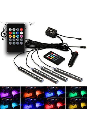 Araç Içi Ayak Altı Led Sese Duyarlı 12'li - Rgb