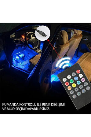 Araç Içi Ayak Altı Led Sese Duyarlı 12'li - Rgb