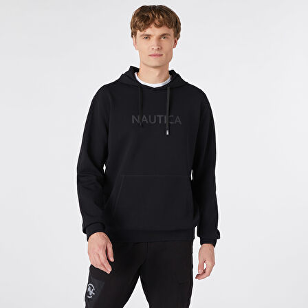 Nautica Erkek Siyah Standart Fit Kapüşonlu Sweatshirt