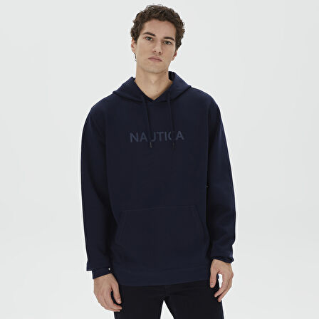 Nautica Erkek Lacivert Standart Fit Kapüşonlu Sweatshirt