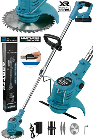 Assur Plus 21V Çift Akü Uzatma Kollu Çim Çalı Ot Biçme Tırpanı
