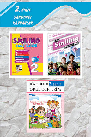 2.Sınıf Smiling Test Book +New Smiling Reference Book (2'liİ Set)+ Tüm Dersler Okul Defterim(Spiralli)
