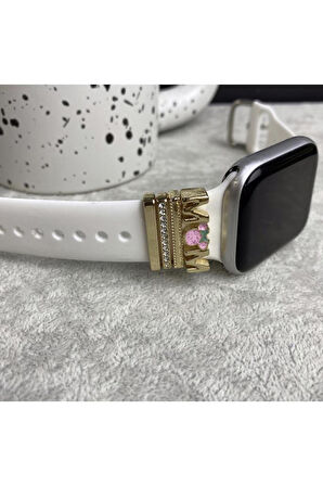Apple Watch Uyumlu Kordon Aksesuarı Mom Charm Seti Gold