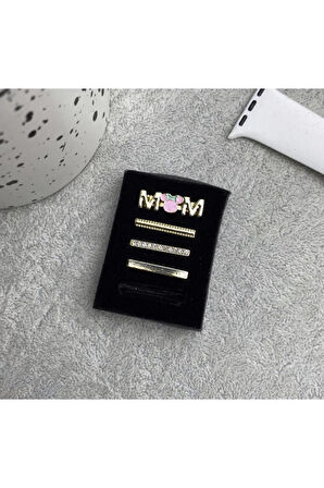 Apple Watch Uyumlu Kordon Aksesuarı Mom Charm Seti Gold