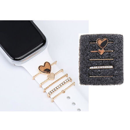 Apple Watch Uyumlu Leopar Kalpli Kordon Aksesuar/charm Gold Renkli