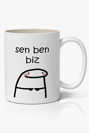 Sen Ben Biz Yazılı Baskılı Kupa Bardak - Baskılı Kahve Kupa Bardak