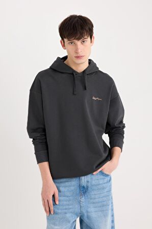 DeFacto Boxy Fit Kapüşonlu Sırt Baskılı Sweatshirt D0854AX24AUAR221