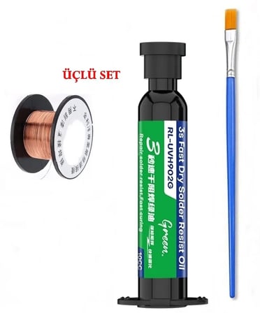 RELIFE RL-UVH902G Çok Yeşil Uv Anakart Pcb Bord Lehimleme Yalıtım Boyası 10CC ve Yol Çekme Teli 3in1Arada ST08