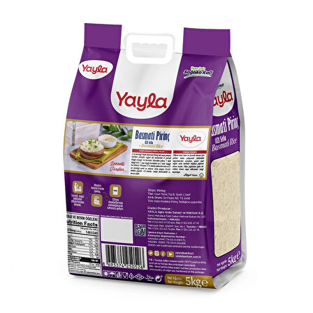 Yayla Bakliyat Basmati Pirinç 1121 Sella 5 kg