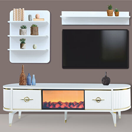 Maya Duvar Ünitesi - Beyaz  Gold