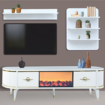 Maya Duvar Ünitesi - Beyaz  Gold