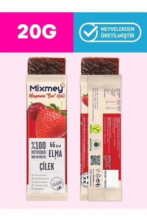 Mixmey Çilek Şöleni Meyve Bar 12 Adet | Koruyucusuz, Glutensiz Sağlıklı Atıştırmalık