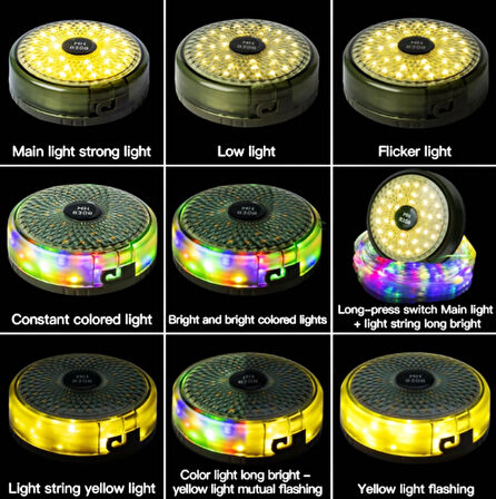 Çamağacı-Yılbaşı Ledi Şarjlı 10 Metre Makaralı 8 MOD RGB+Günışığı Ambiyans İçin Dekoratif USB Şarjlı