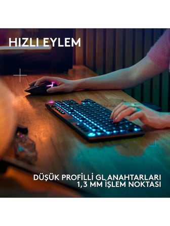 Logitech G915 X Lightspeed TKL 920-012721 Siyah RGB Tactile Switch Kablolu/Kablosuz Mekanik Oyuncu Klavyesi(OUTLET)