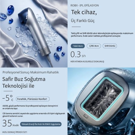 Robx A2030 IPL Sapphire Sogutma 35 joule Ultra Güç Hızlı Etki Çoklu Seri Otomatik Atım Mavi
