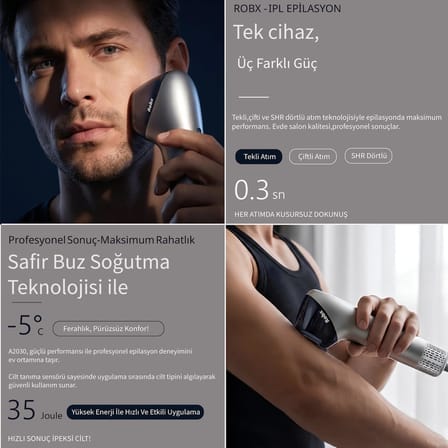 Robx A2030 IPL Sapphire Sogutma 35 joule Ultra Güç Hızlı Etki Çoklu Seri Otomatik Atım Mavi