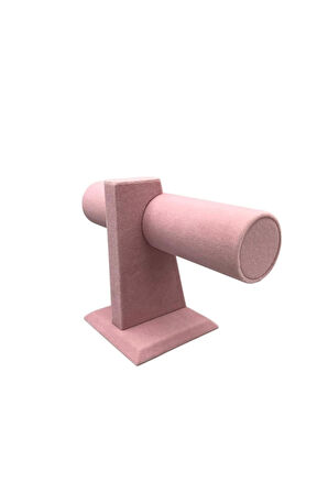 Yerli Üretim Süet Kumaş Pembe Renk Saat - Bileklik Sergileme Standı