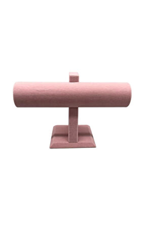 Yerli Üretim Süet Kumaş Pembe Renk Saat - Bileklik Sergileme Standı