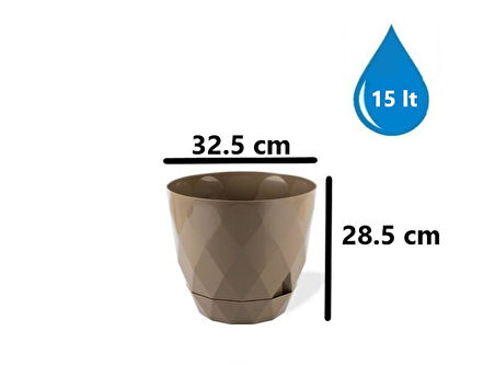 Omnipazar KRS-456 Yakamoz Tabaklı Plastik Saksı Takımı 15 Litre No 6